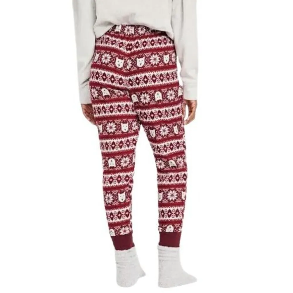 Old Navy Women XXL Red Polar Bear Fair Isle Flannel Jogger Pajama Pants Sleep PJ - Image 3