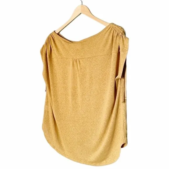 NWT Joie Linen Blend Top Ruched Tie Shoulder Tee Goldenrod Yellow Size XL NEW - Image 5