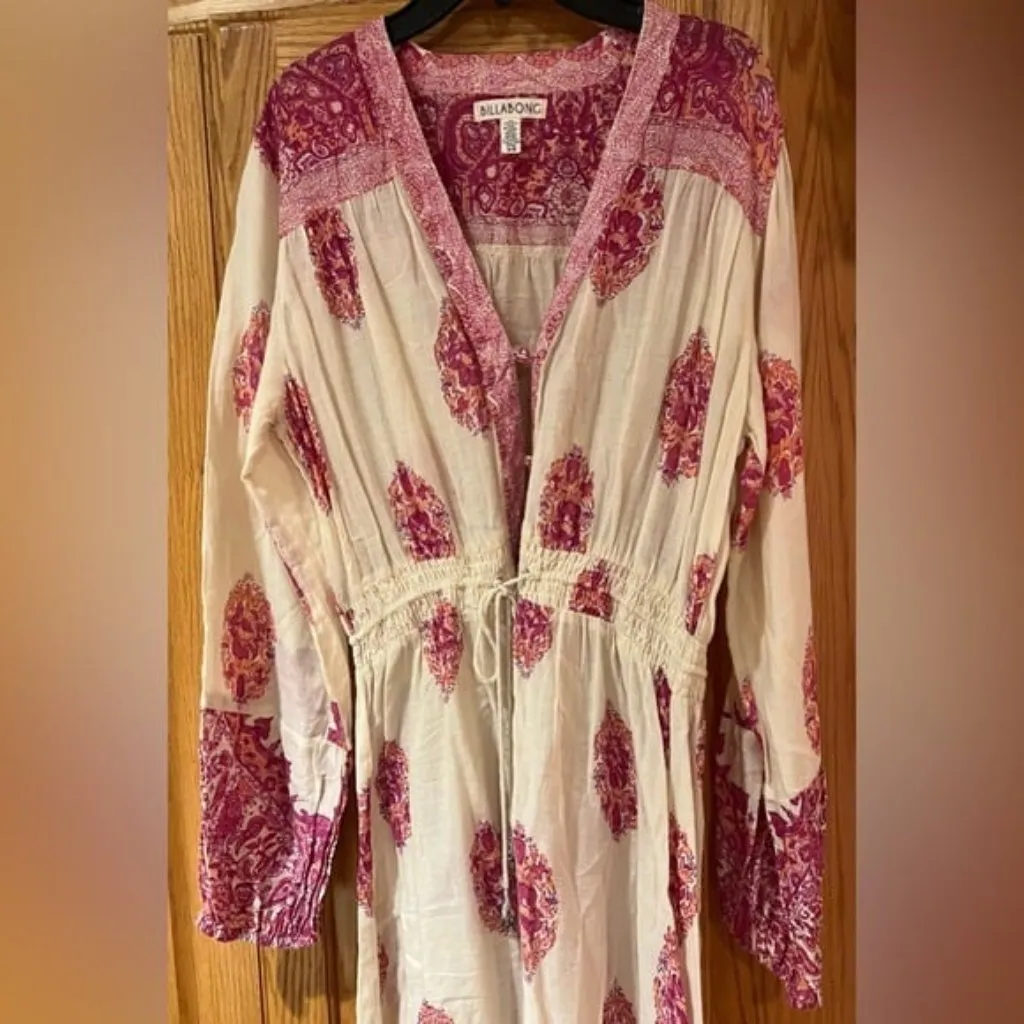 BILLABONG Pretty Lady High-Low Cotton Maxi Dress Balloon Sleeves Size Medium‎ - Image 4