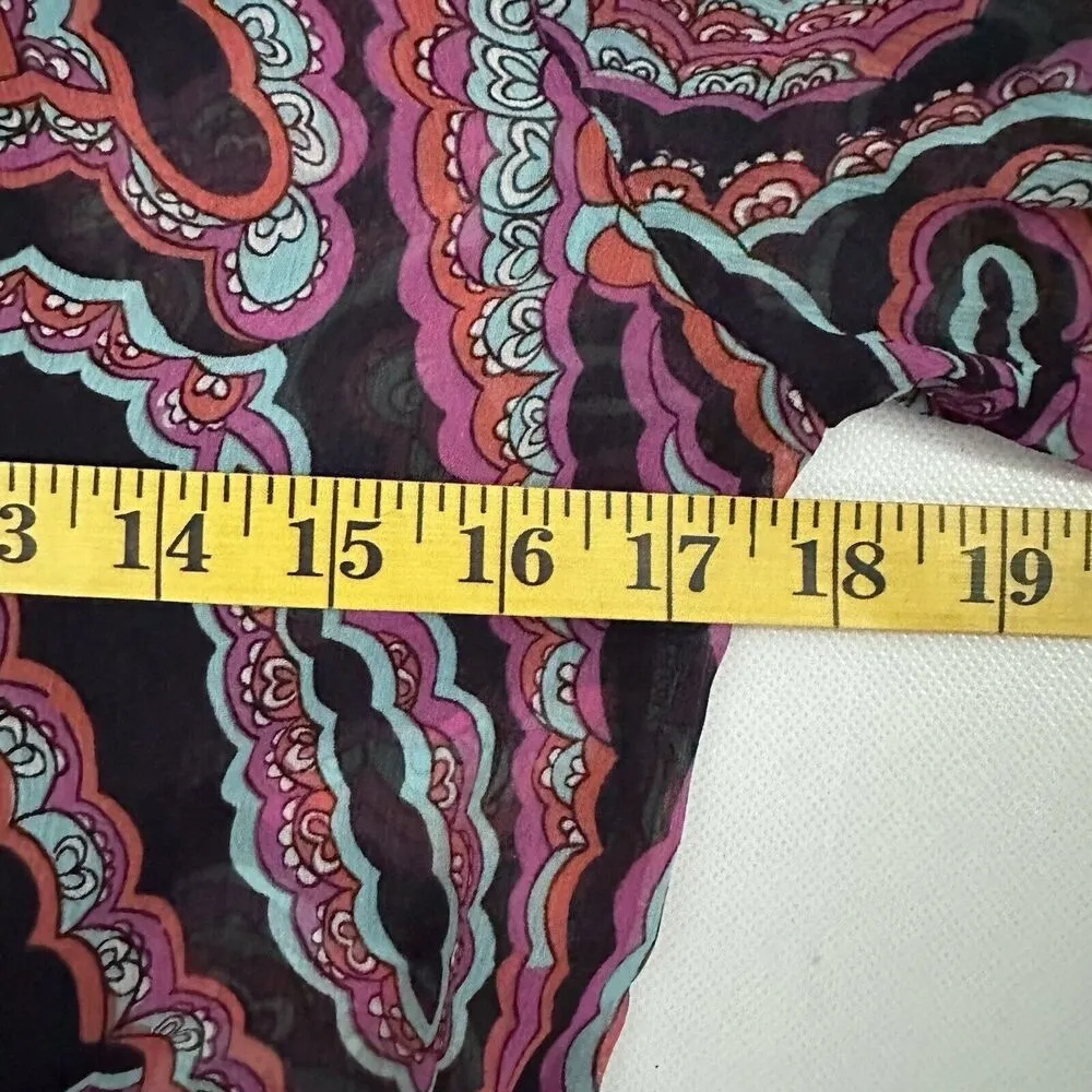 Banana Republic Dress Midi Collar Floral Paisley Tie Waist Sheer Casual … - Image 7