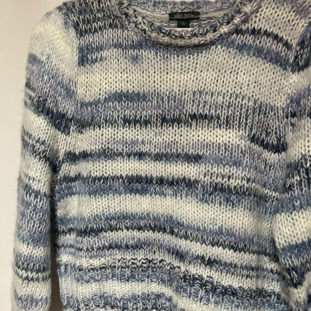 Wild Fable Knit Pull Over Cropped Sweater, Blue Stripe Medium NWT - Image 10