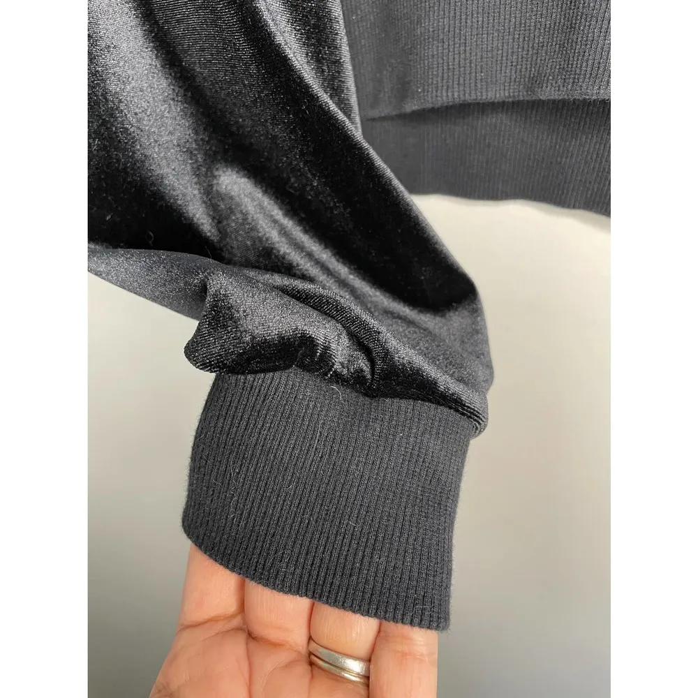 Aself Velvet Crane Embroidered Crop Sweater Women's Size S Asian Inspired Black - Image 6