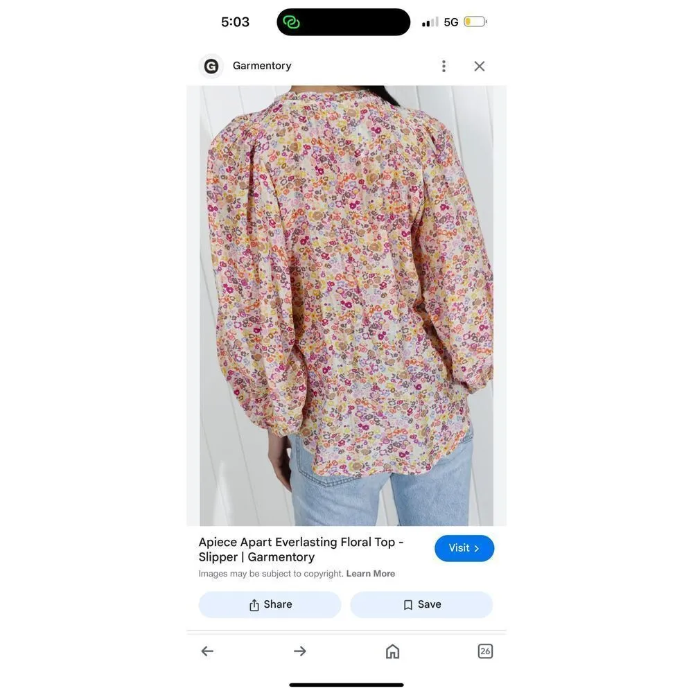 APiece Apart  Everlasting Floral Top Slipper Size 0 XS‎ Pink Feminine Romantic - Image 11