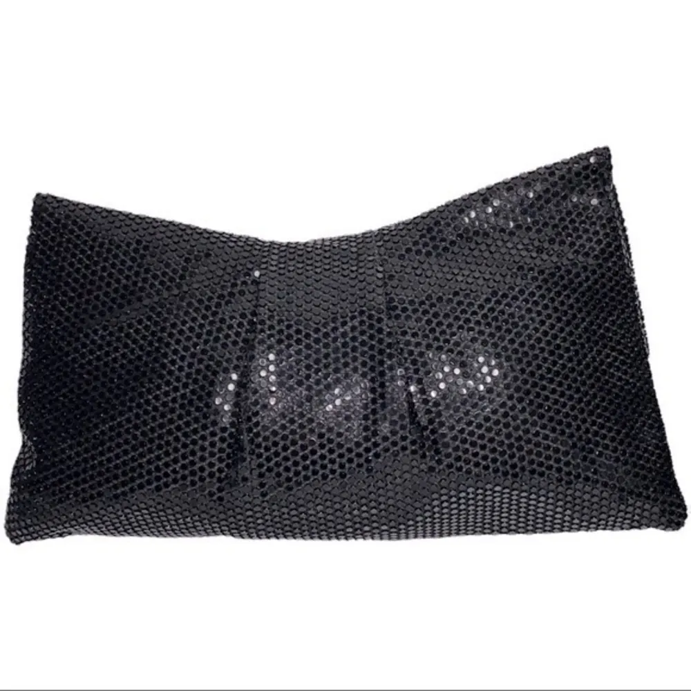 Lumured Vintage Black Beaded Sequin Mesh Envelope Carry Evening Clutch - Image 4
