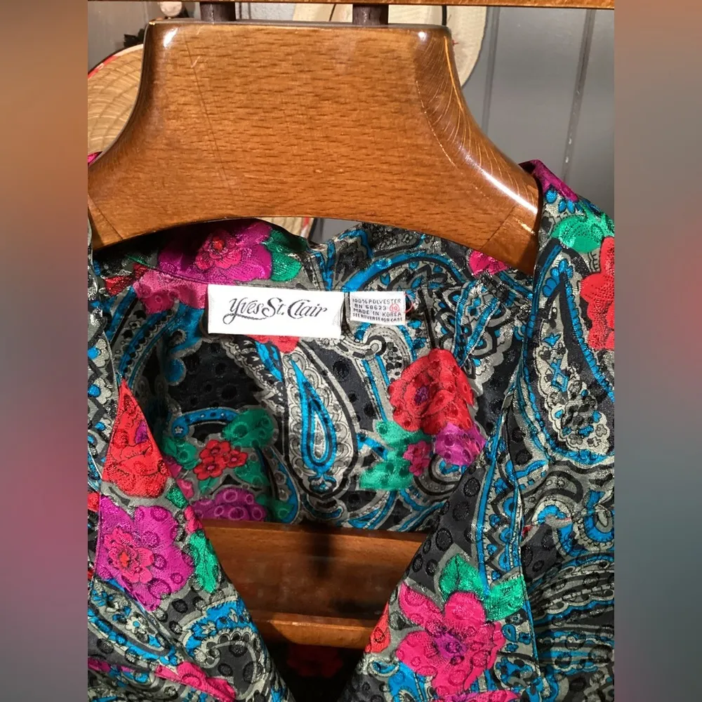 Vintage Yves St. Clair Blouse Medium Black - Image 14