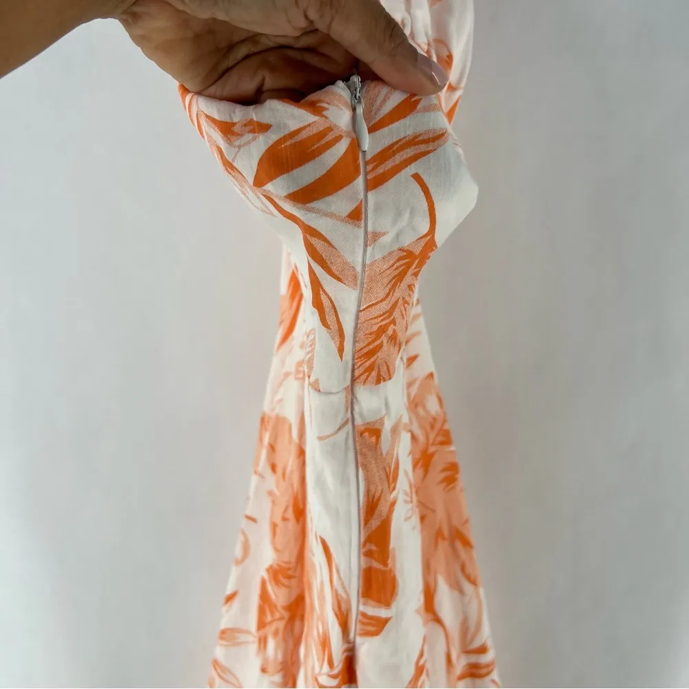 Sea + Pearl Talulah Dress Maxi Leaf Print Halter Cutouts Beach Coastal Orange Size 6 - Image 9