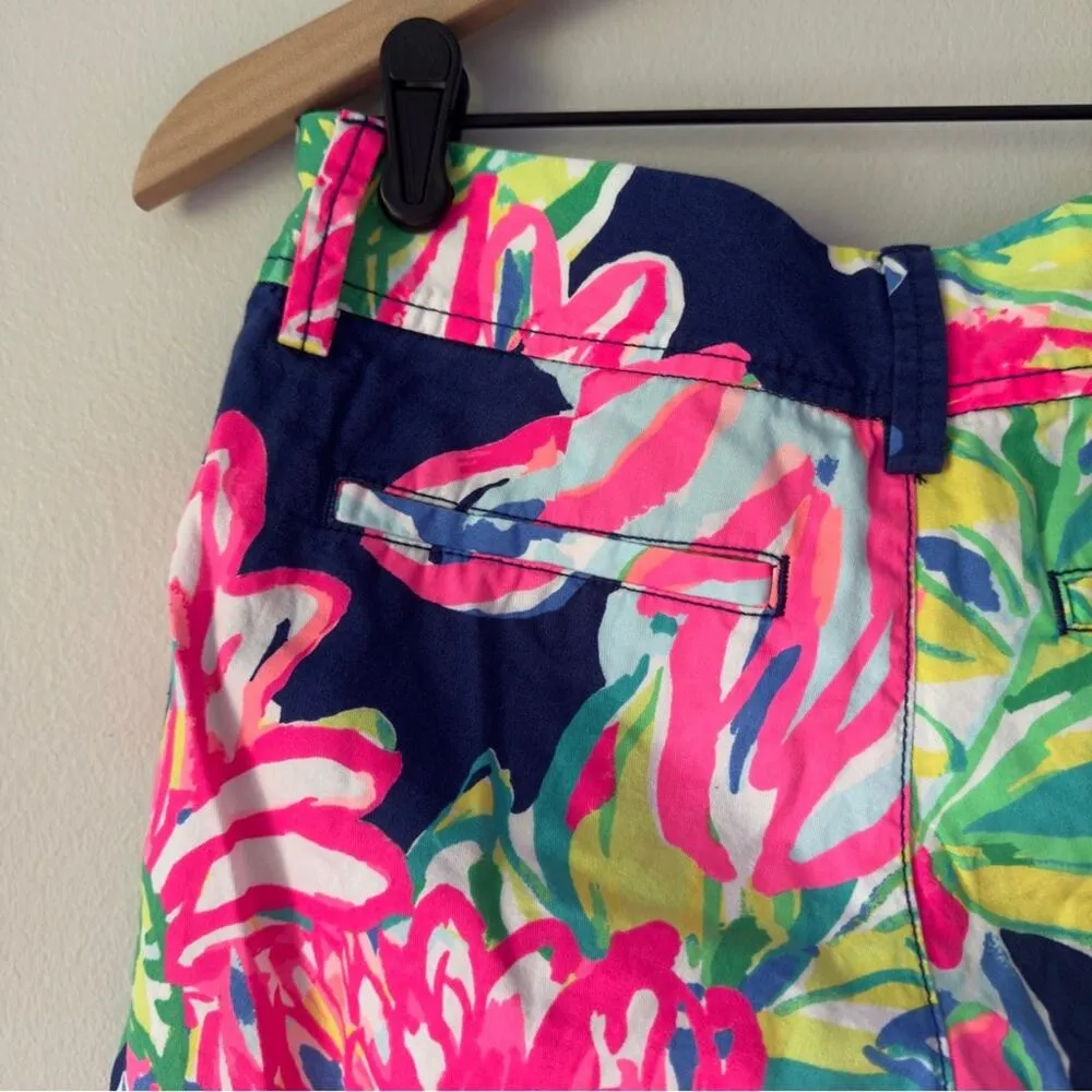 Lilly Pulitzer The Callahan Short 100% Cotton Floral Button Zipper Zip Colorful - Image 4