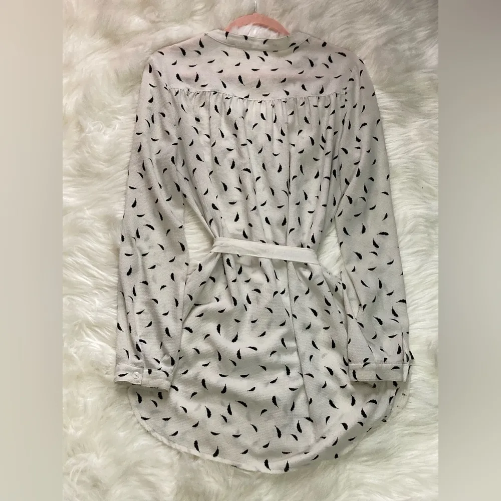 Pink Martini Feather Print Button Down Tie Tunic! - Image 6