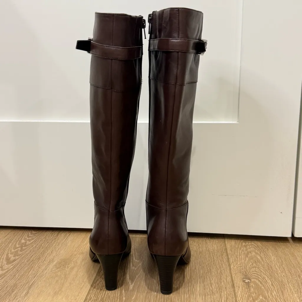 NWT Lauren Ralph Lauren Susie Leather Boots 5.5 Brown Knee High Classic Chic - Image 9