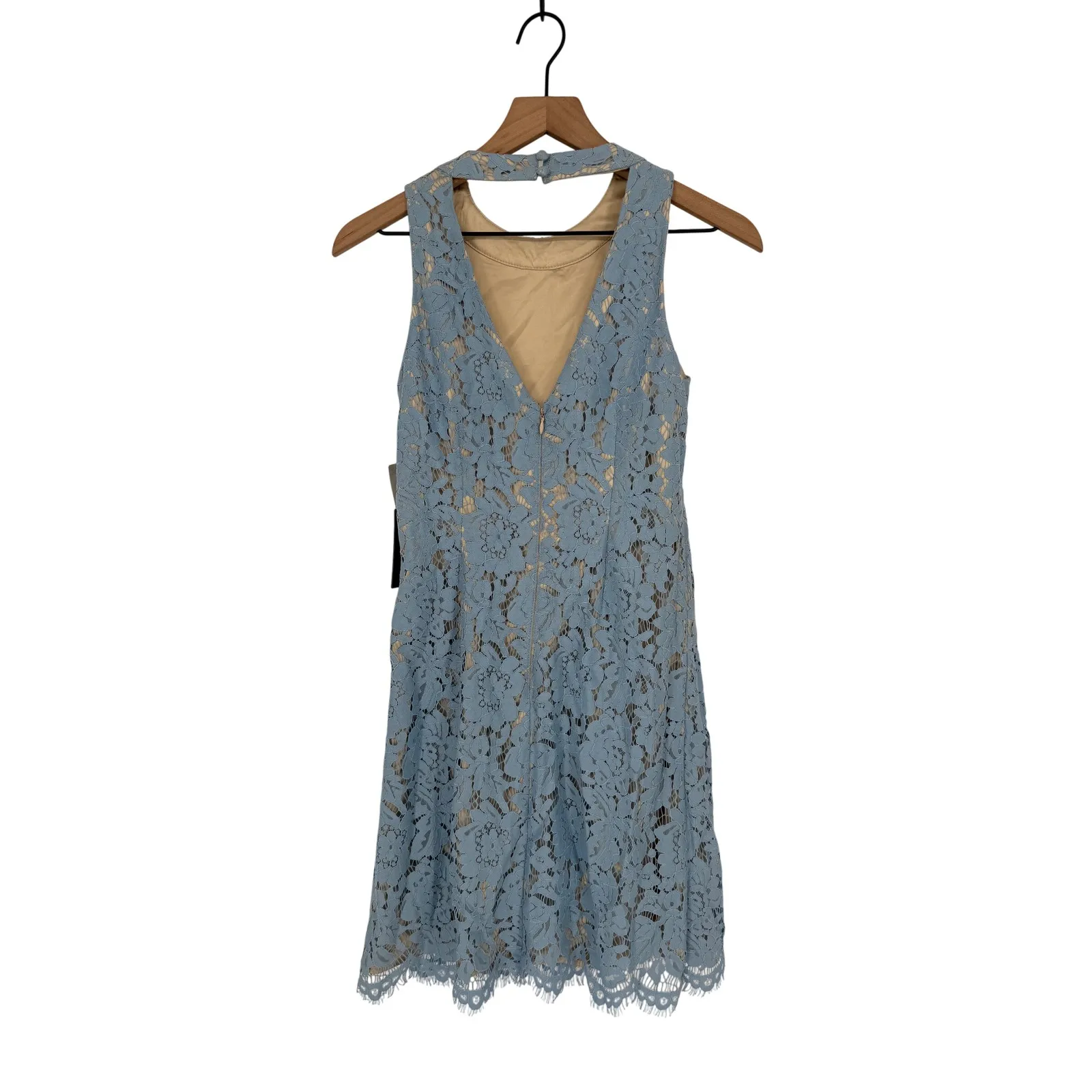 Vince Camuto Lace Halter Neck Dress Light Blue A Line Size 2 - Image 4
