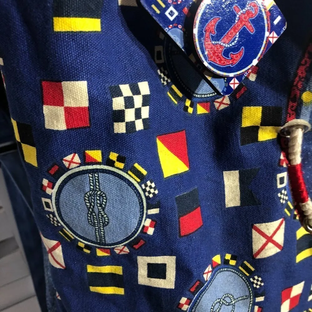 Sun N Sand Beach Cotton Backpack Red Blue Anchor - Image 10