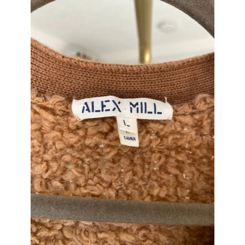 Alex Mill Boucle Merino Wool Cardigan Jacket Quiet Luxury Unique Soft Knitwear Tan Size L - Image 4