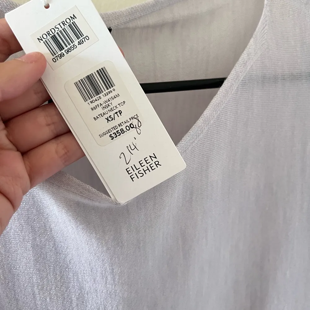 Eileen Fisher 100% Virgin Merino Wool Bateau Neck Top in Insky - Image 2