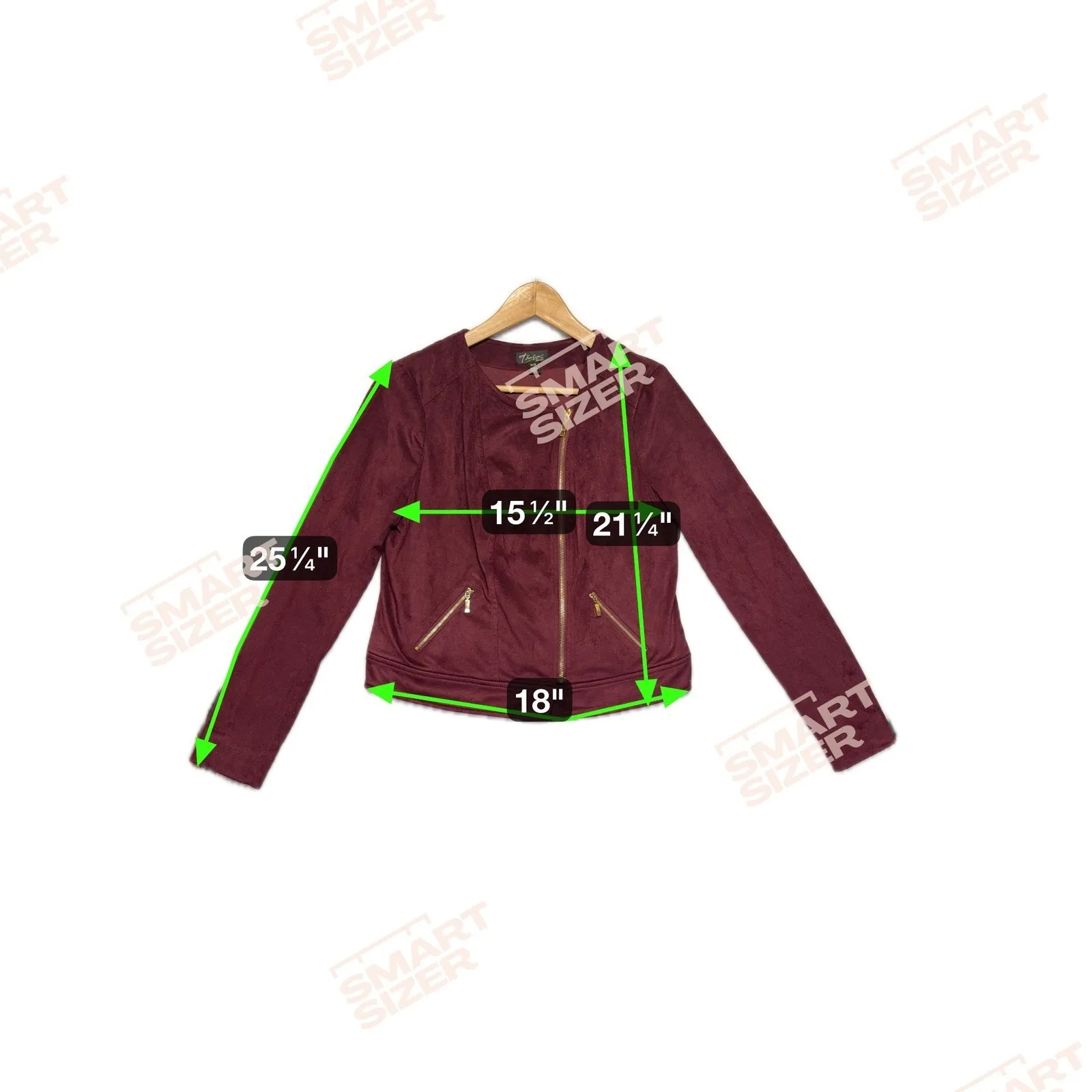 Thalia Sodi Faux Suede Moto Jacket Burgundy Womens M Asymmetrical Zip‎ - Image 8