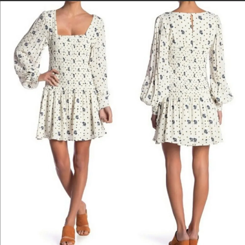 Free People Two Faces Printed Mini Peasant Dress Flower - Image 4