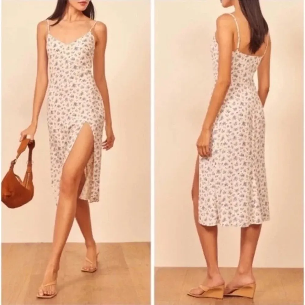 💕REFORMATION💕 Crimini Dress ~ Grace Blue & White Floral Print 10 NWOT - Image 7