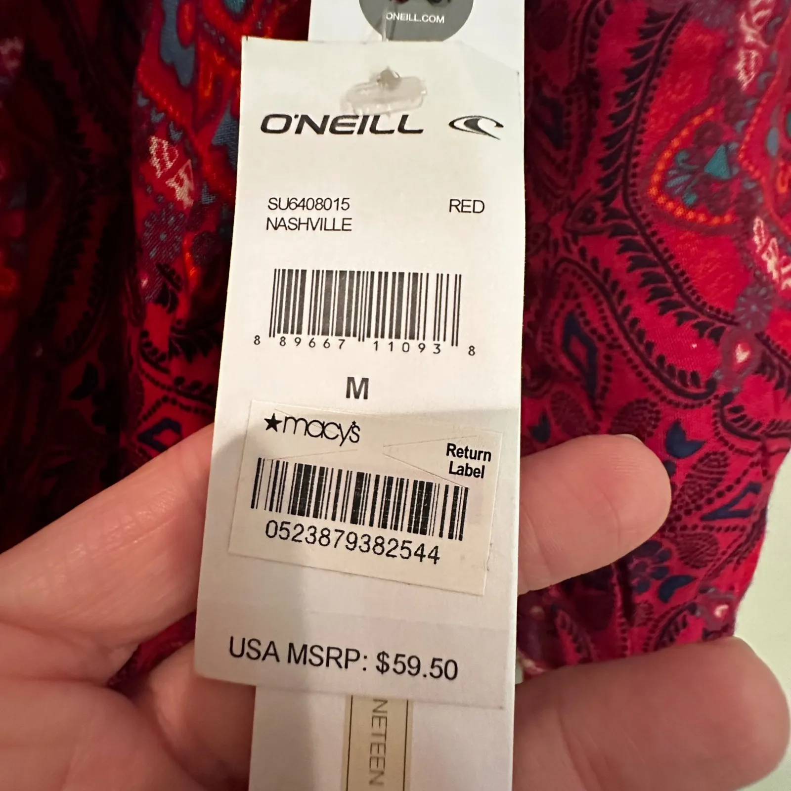 O'Neill Nashville Off-Shoulder Romper‎ Women's Medium Red Festival Boho Western - Image 10