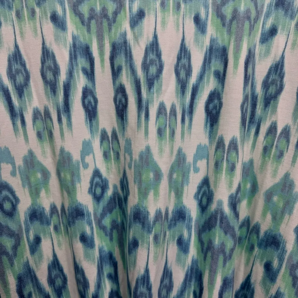 Rose + Olive Cream Turquoise & Green Long Sleeve Knot Front Hem Top Size Large - Image 12