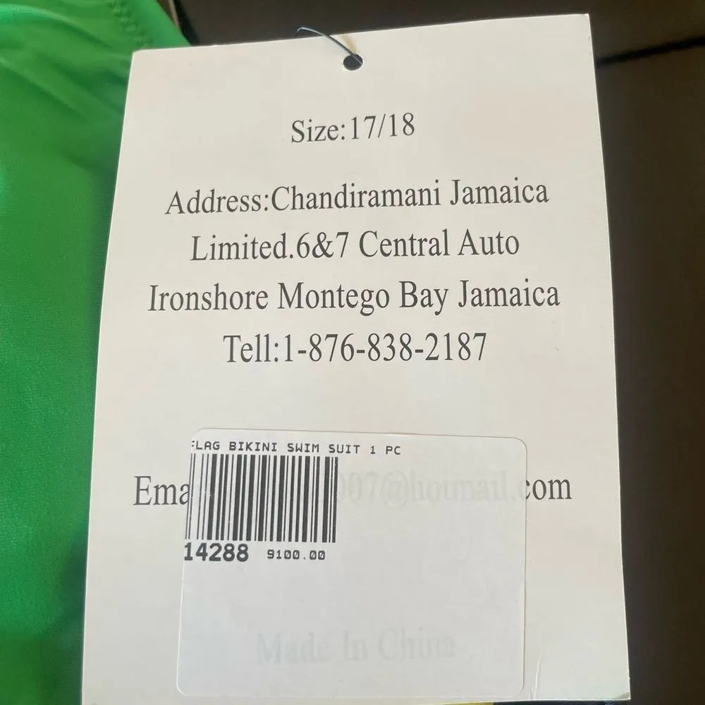 Jamaican Flag One Piece Bathing Suit Swim Suit With Pads Womens Size 17/18 NWT Green - Image 7