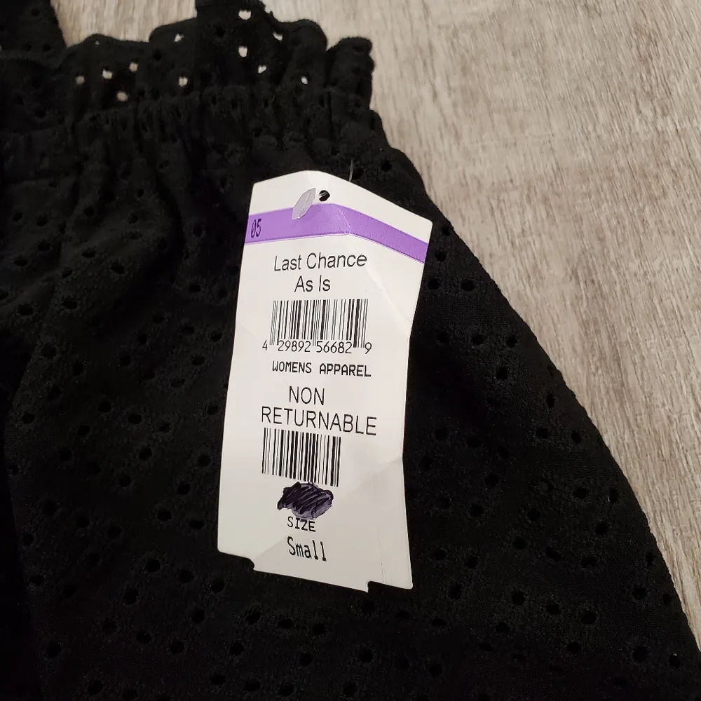 NWT Love, Fire Black Eyelet Crop Top Size Small - Image 3