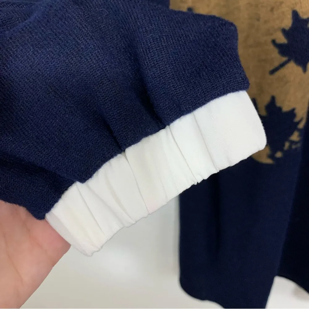 Just Funky Fall Fox in Leaves Long Sleeve Sweater Dress Size S Orange - Image 4