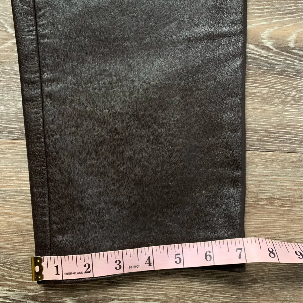 Vintage Dana Buchman Dark Brown Lambs Skin Side Zip Straight Leg Pants 2 - Image 7