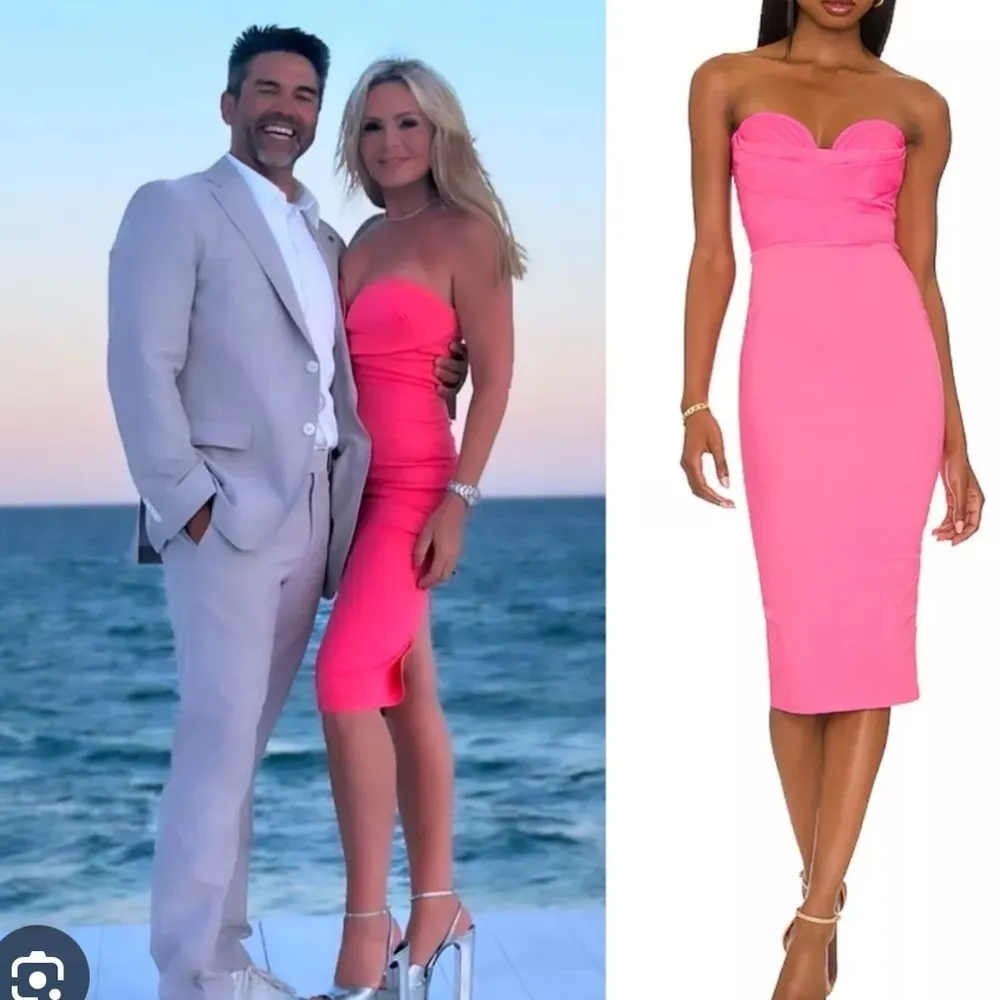 New MORE TO COME Sophia Strapless Midi Dress in Pink - Image 5