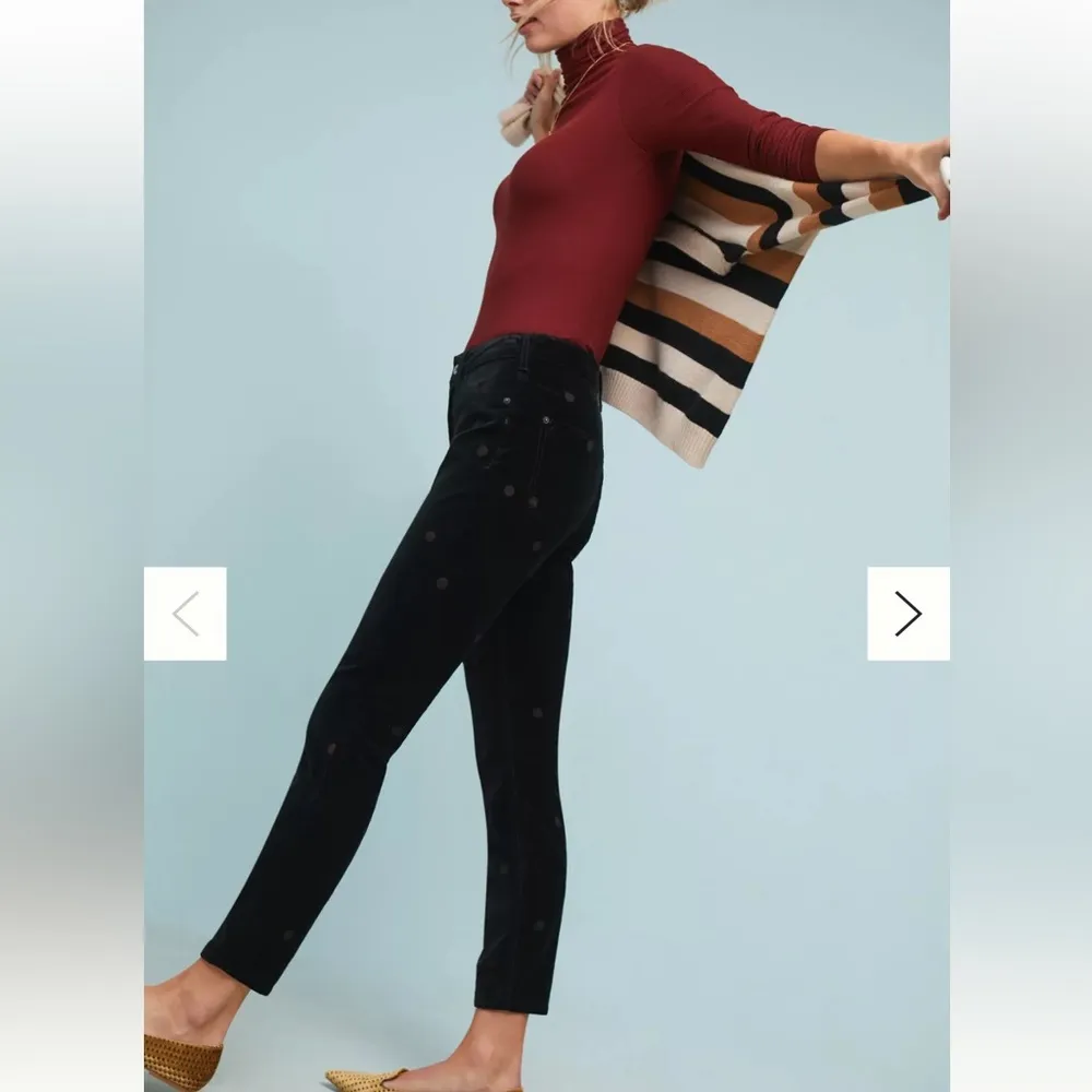 Pilcro  Mid-Rise velvet Embroidered Skinny Ankle Jeans 31 - Image 12