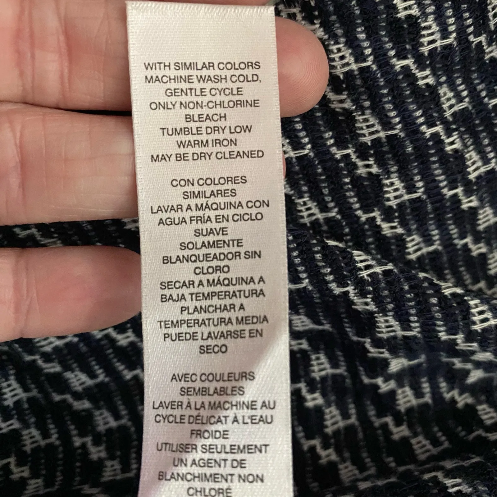 Chicos Size 3 US XL Knit Striped Notch Neck Sweater Navy Blue White - Image 5