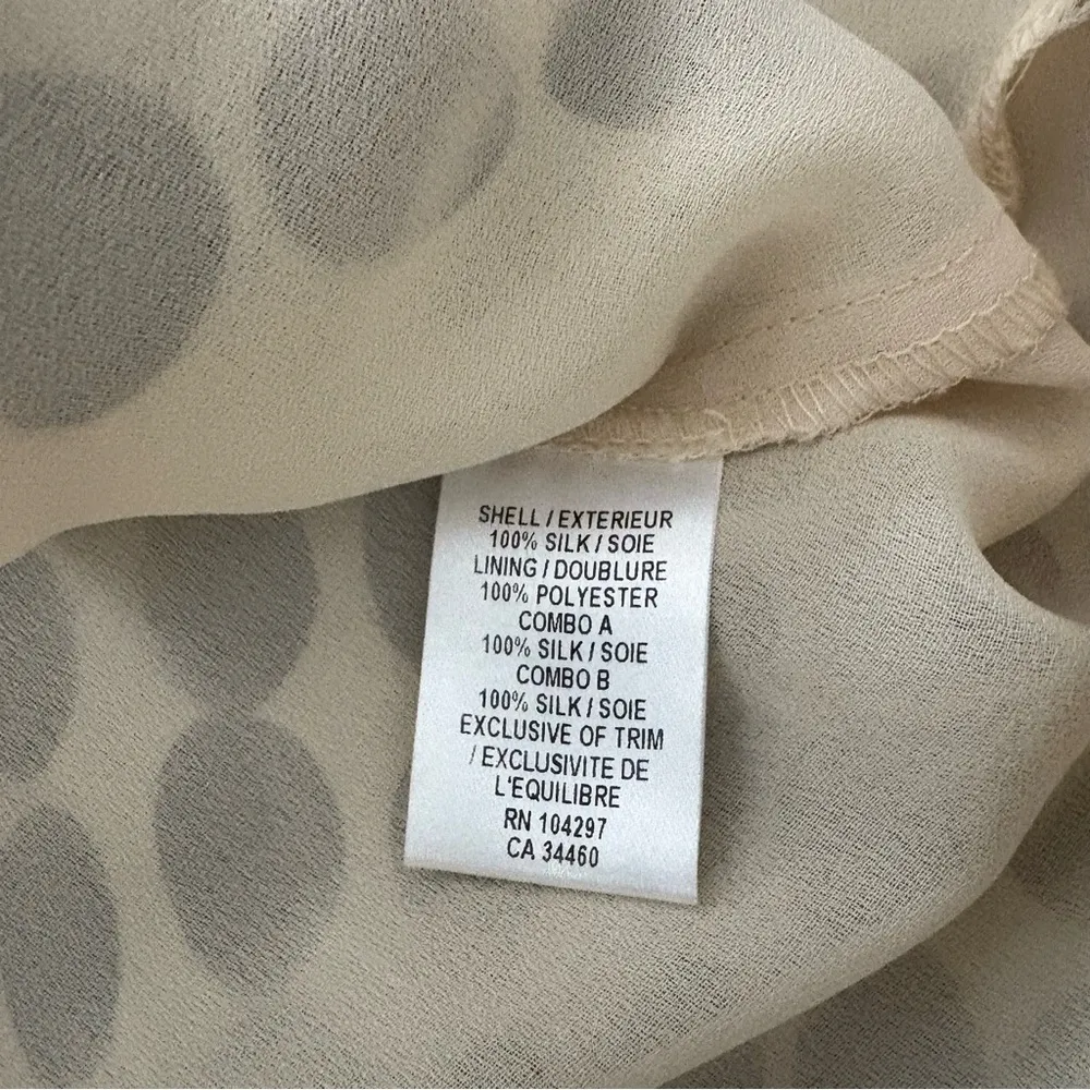 MILLY of New York Sleeveless Scoop Neck Ivory Brown Polka Dot Silk Blouse, Sz 2 - Image 14