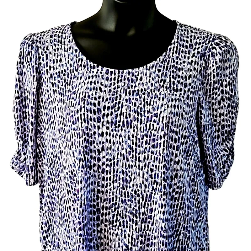 Susan Graver Liquid Knit Puff Sleeve Top - Abstract Print - Size Large NWOT - Image 4