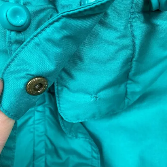 Eddie Bauer Jacket Medium Goose Down Parka‎ Zip Teal Winter Removable Hood Ski - Image 9