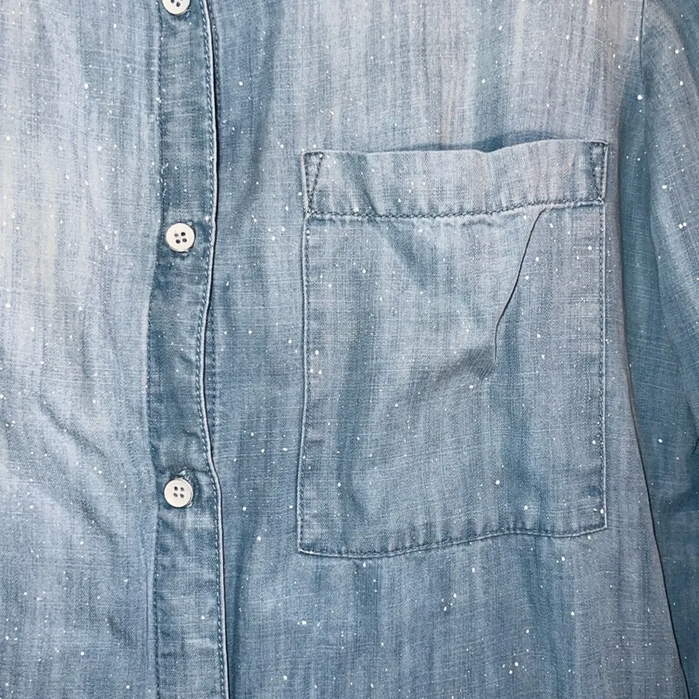 Bella Dahl Button-Up Denim Dress Bleach Spray Wash Tencel Shirtdress Size Small - Image 7