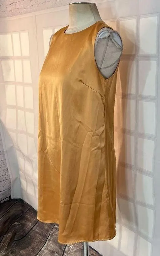 Lulu’s Chic Peak Light Orange gold Satin Sleeveless Shift Dress size small - Image 6