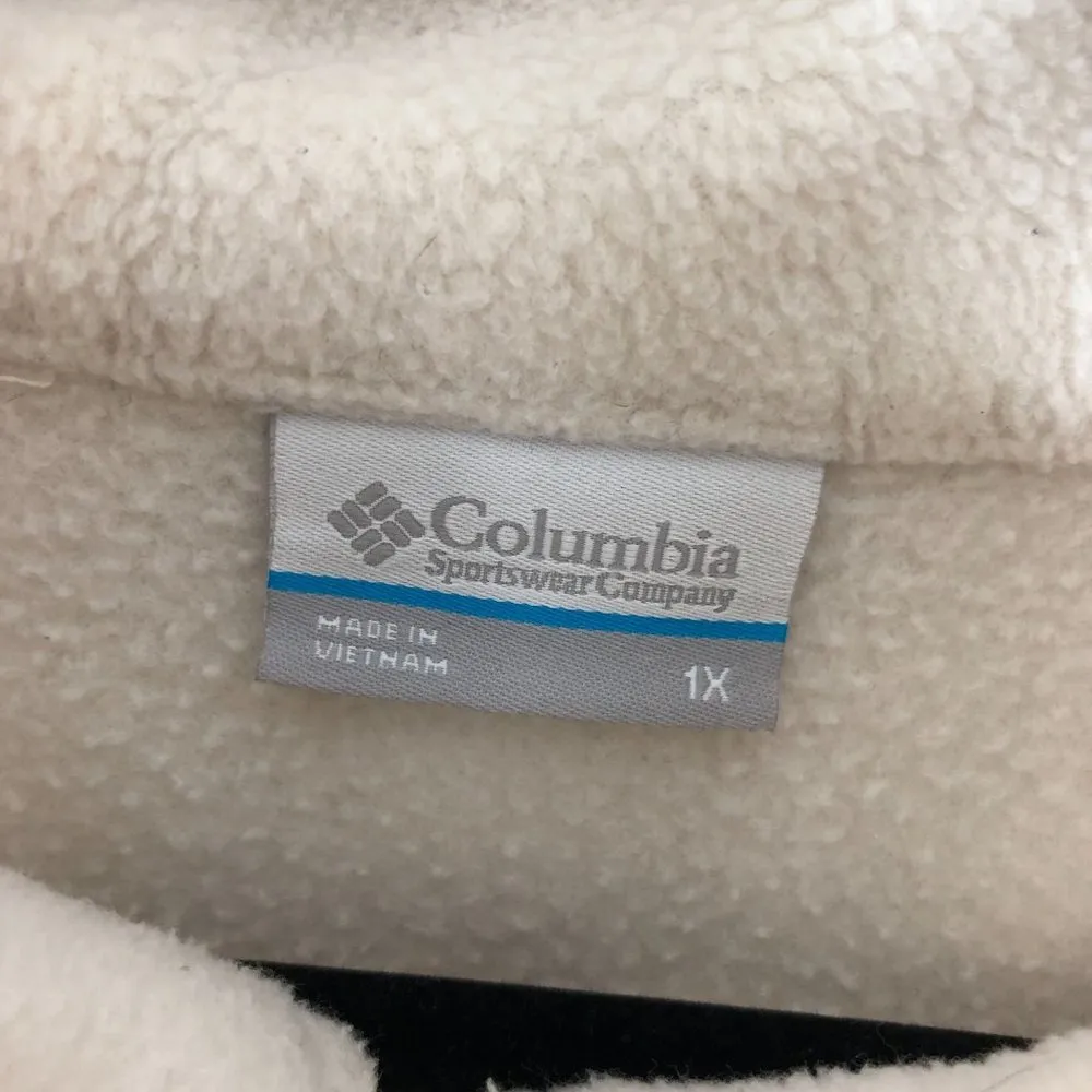 Columbia Womens Fleece Jacket Full Zip Pockets Cinch Waist Ivory 1X - Image 6