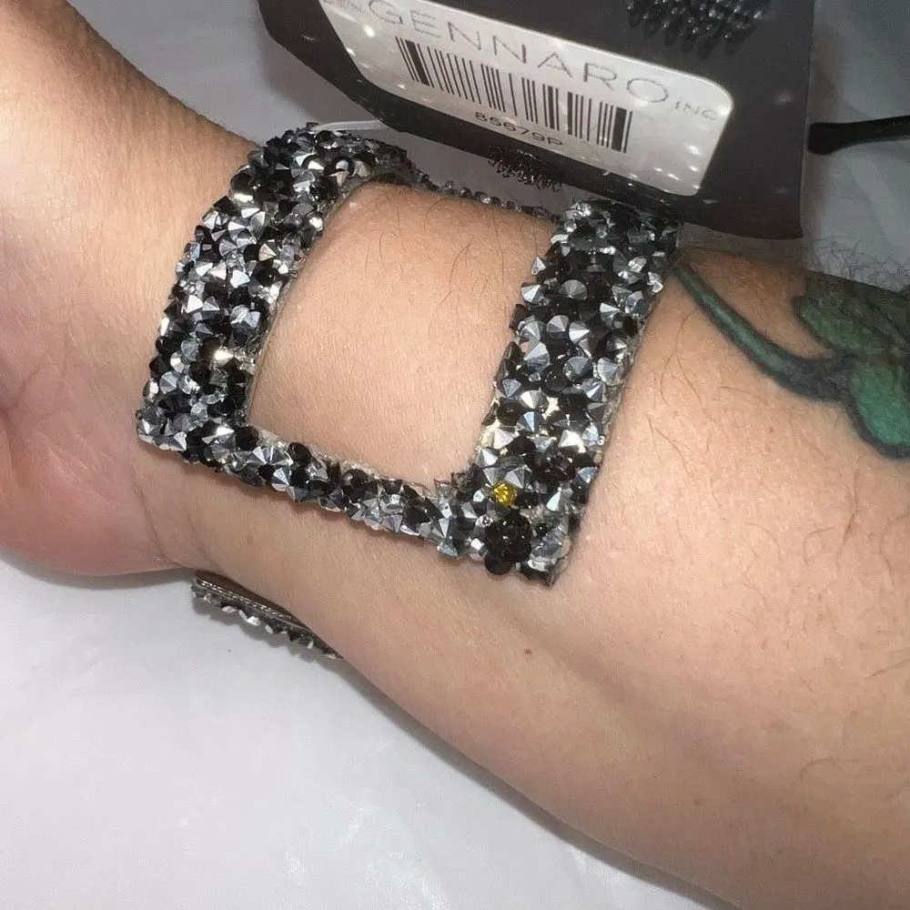 G by Gennaro Chunky Crystal Cuff Bracelet Silver - Image 4