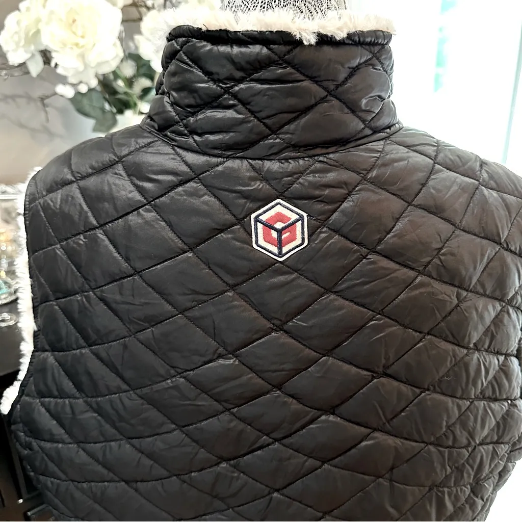 Steve Madden Quilted Puffer Vest Black Faux Sherpa Lined Women’s XL - Image 10