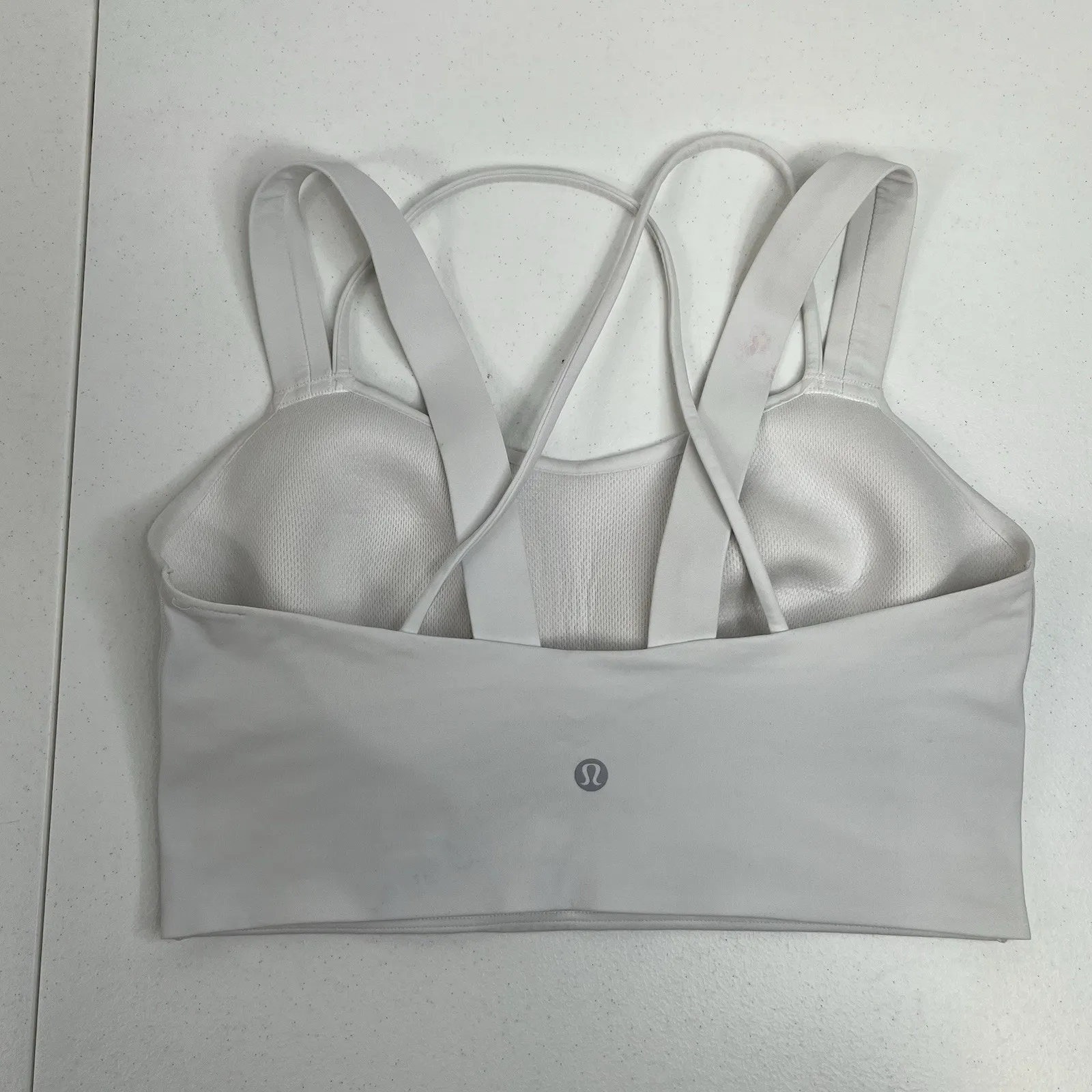 Lululemon Sz 4 Like a CloudLongline Bra Light Support D/DD Cup White Strappy - Image 6