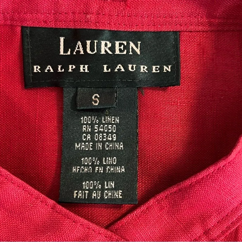 Lauren Ralph Lauren Black Label Womens Linen Top Size S Preppy Old Money Office - Image 5