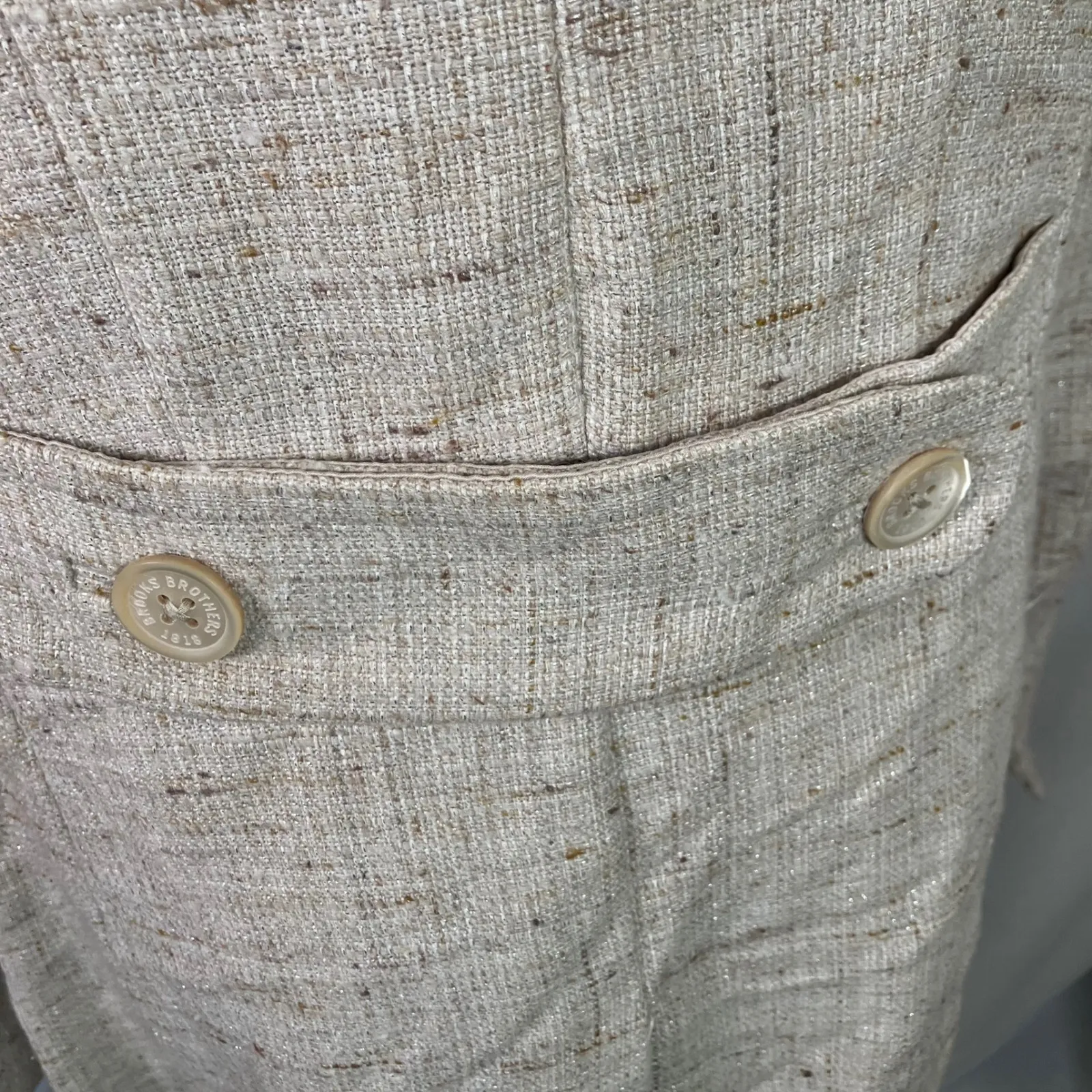 Brooks Brothers Blazer Jacket Womens Size 8 Beige Woven in Italy Career Coat - Image 9