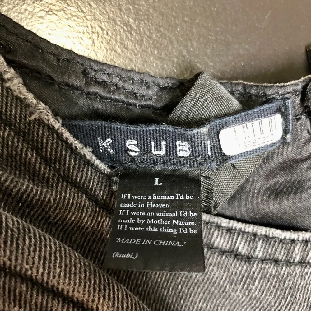 Crimez Corset X Rated Crop Top Washed Denim Black Dark Grey Coquette sz L - Image 13