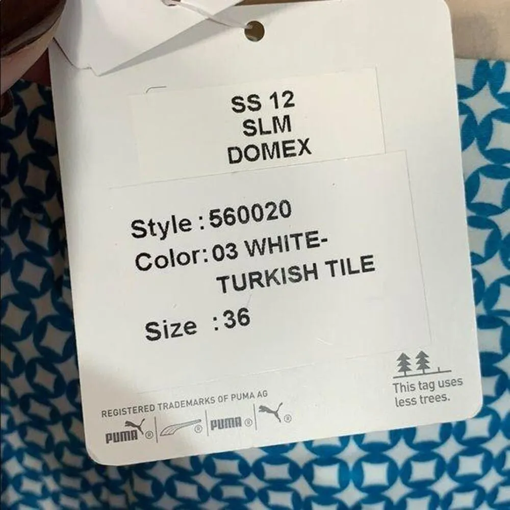 Puma Womens Bermuda Golf Shorts Turkish Tile Print Sporty Teal White Medium - Image 12