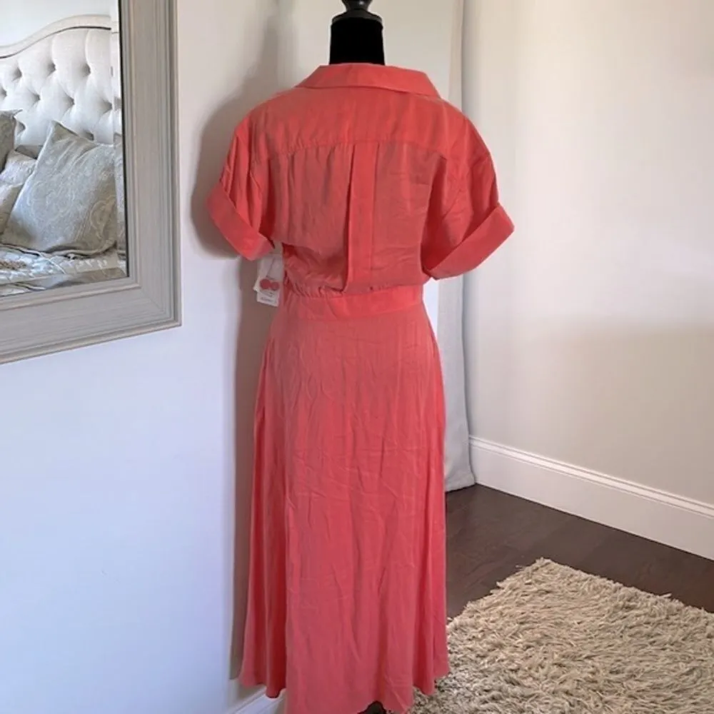 NWT‎ Equipment Femme Coral Dress. Size 6 Silk/Viscose Blend Pink - Image 4