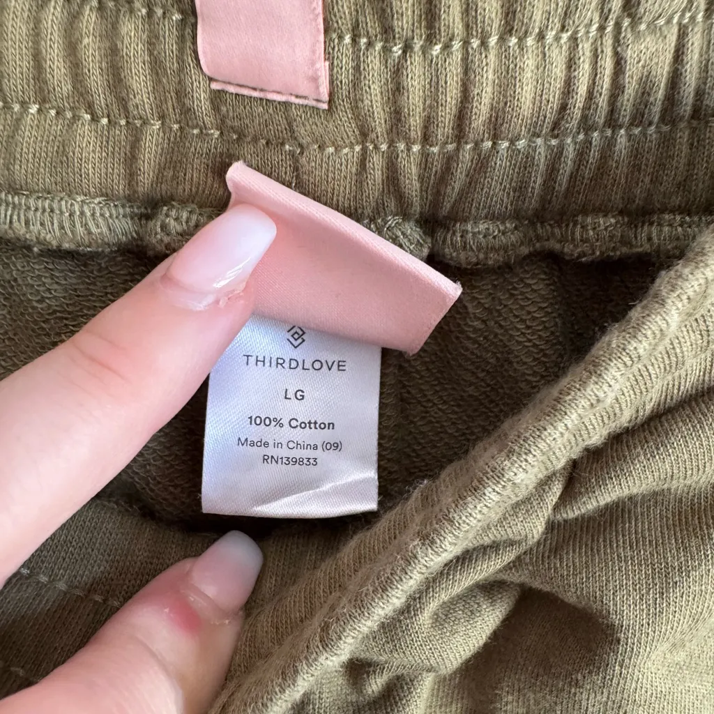 ThirdLove Green Casual Pull On Sweat Shorts Womens L Athletic Athleisure - Image 5