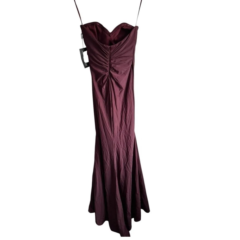 La Femme Prom 30502 Sweet 2 Wine Burgundy Strapless Ruched‎ Maxi Dress Formal - Image 6