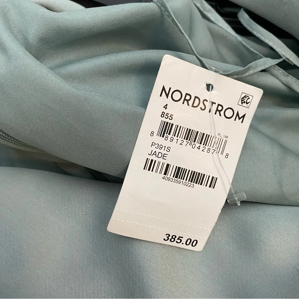 Amsale The Slouch One Shoulder Satin‎ Midi Dress Jade Green 4 - Image 6