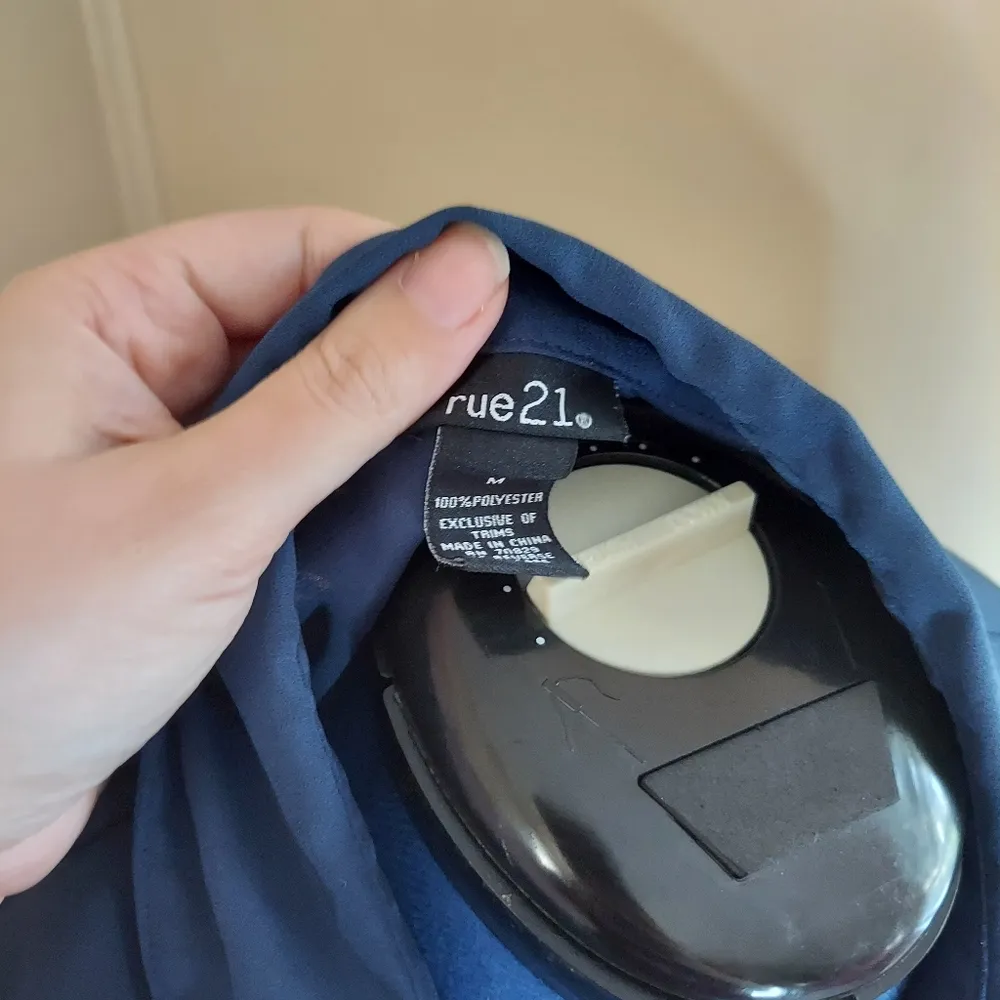 Rue21 Medium Juniors Navy blue slightly sheer button up - Image 4