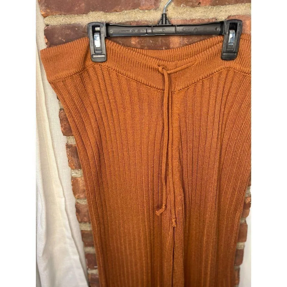 SNDYS Revolve Orange High Waist Ribbed Knit Flare Pants Hendrix Size M - Image 5