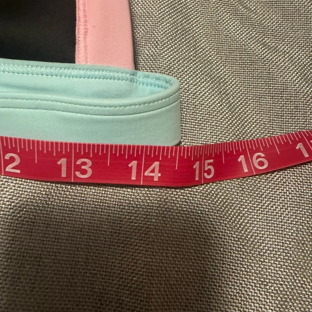 PINK Victoria's Secret Black, Pink, and Mint Bikini Top - Image 4