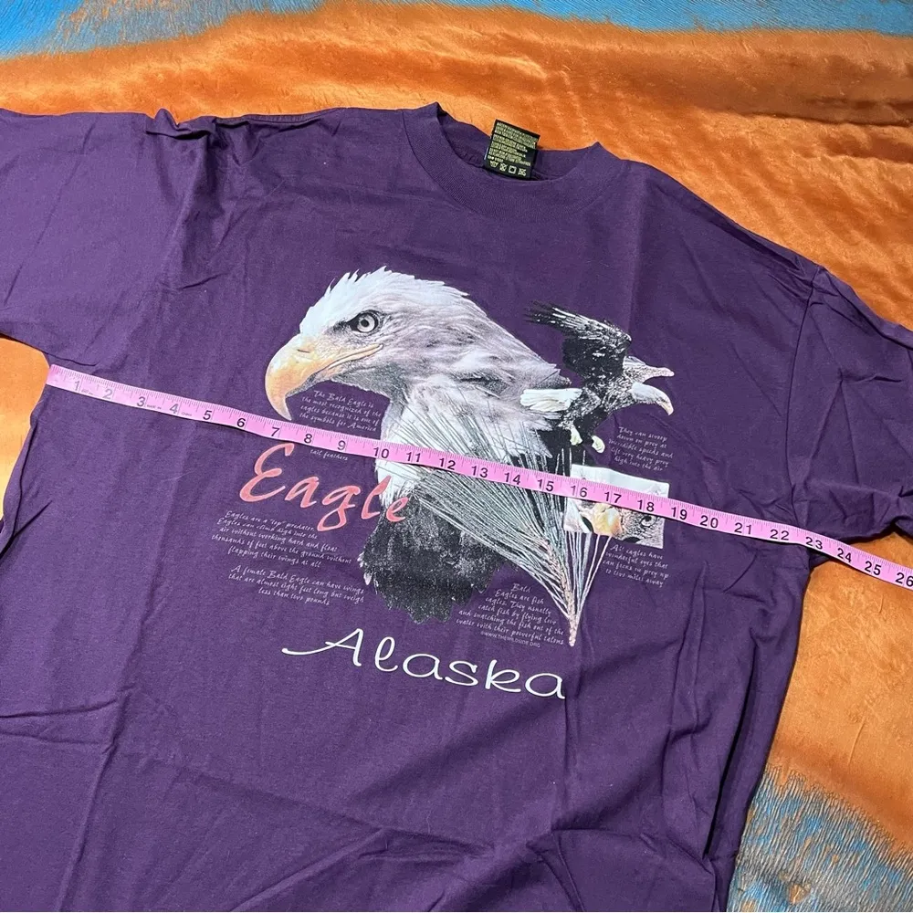 Vintage Alaska Bald Eagle Graphic Print Tee purple XL USA Cotton single stitch - Image 8
